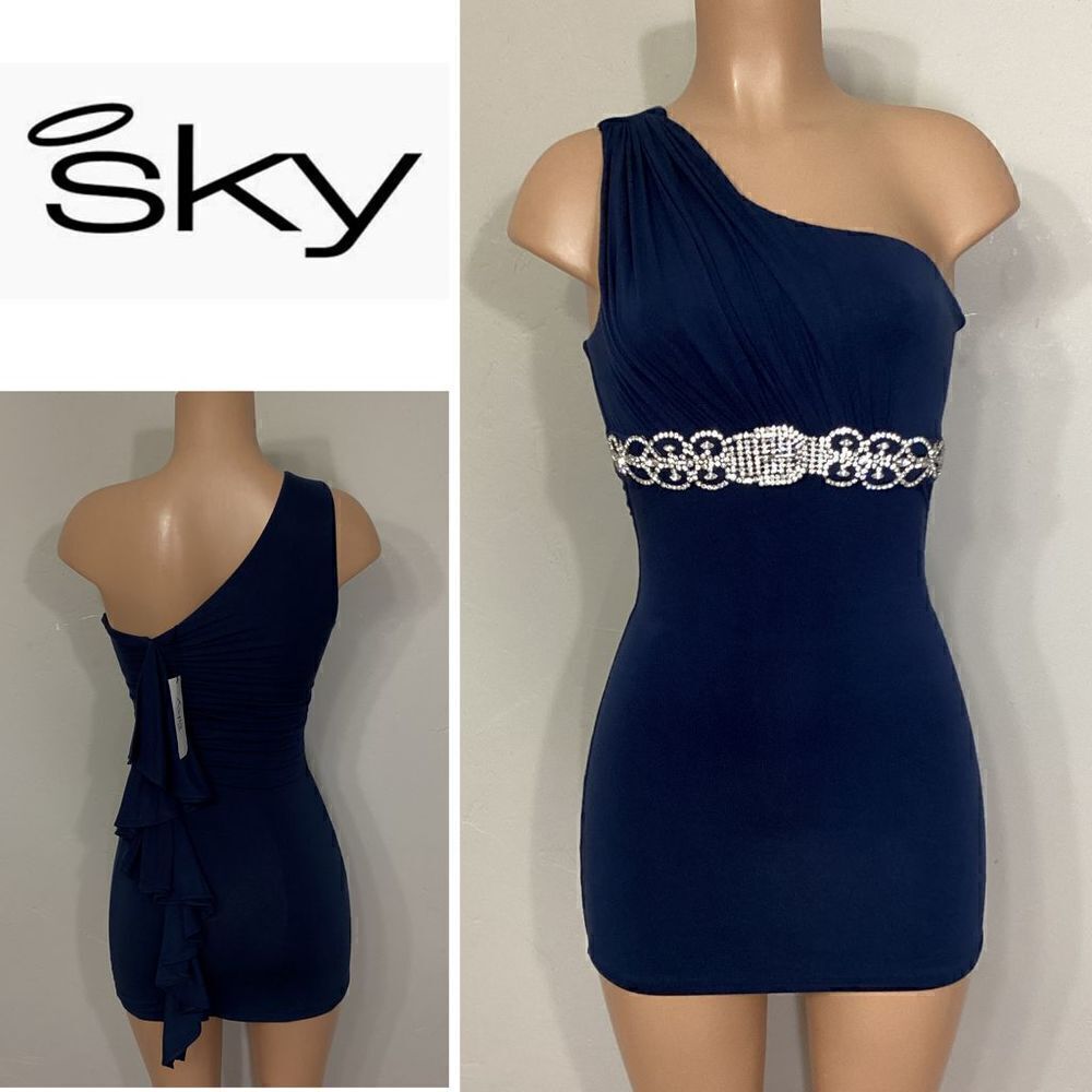 New. Sky navy diamond belted mini dress. XS. Normally $248